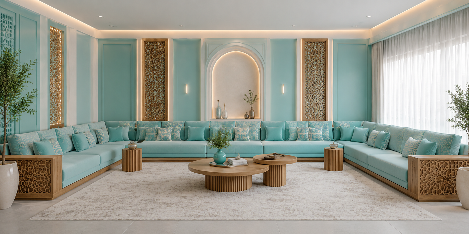 Banquette BOLPONJ salon marocain turquoise
